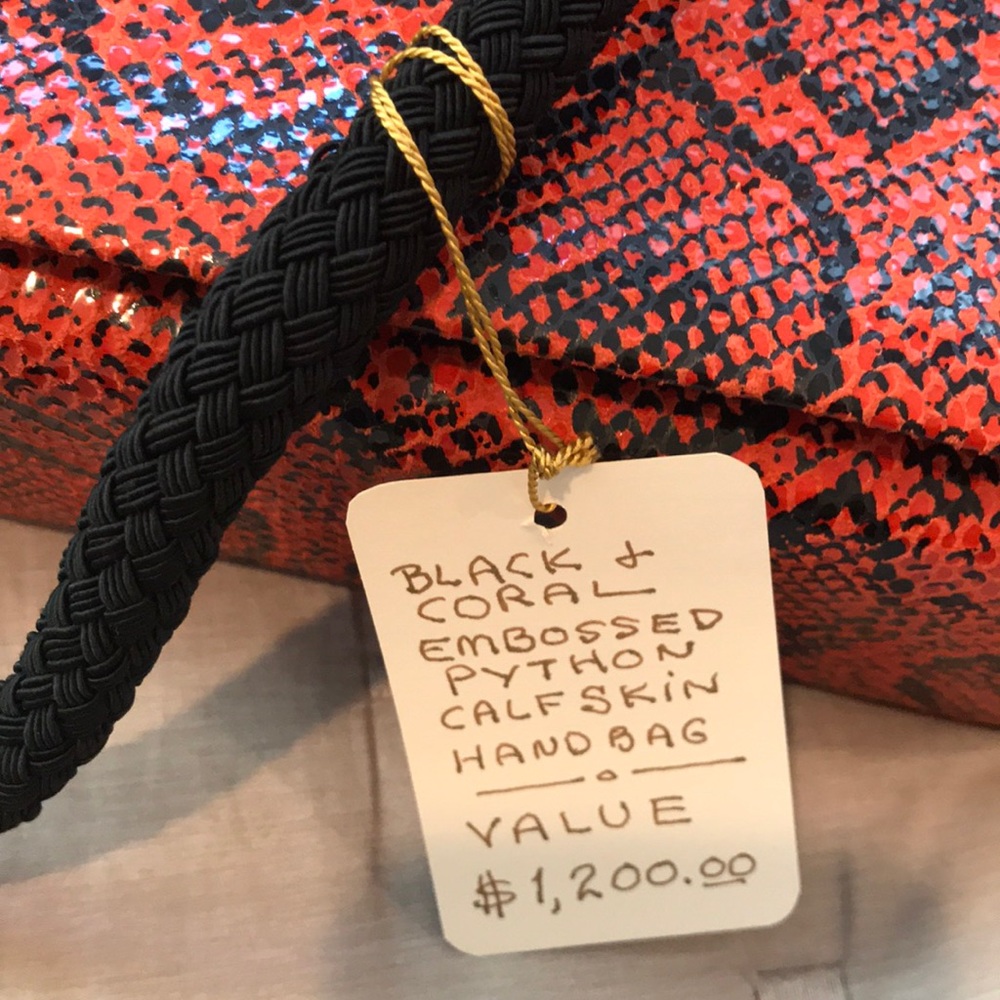 Embossed Python Calfskin Handbag - image 2